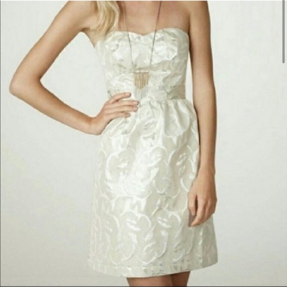 NWT Cream & Silver strapless mini dress size 0